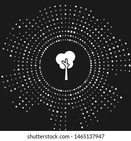 White Tree icon isolated on grey background. Forest symbol. Abstract circle random dots. Vector Illustration