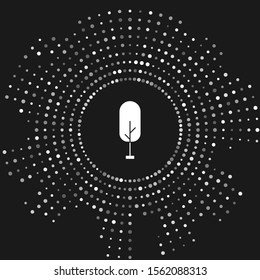 White Tree icon isolated on grey background. Forest symbol. Abstract circle random dots. Vector Illustration