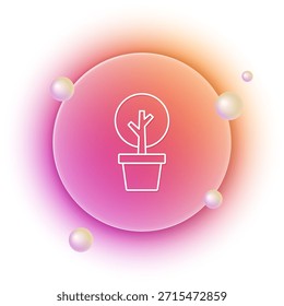 Icono del árbol blanco aislado en el fondo blanco. Símbolo del bosque. Fondo de círculo degradado naranja y rosa. Vector