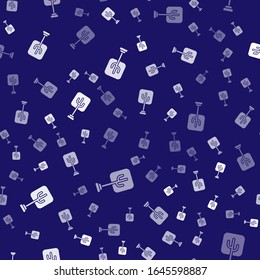 White Tree icon isolated seamless pattern on blue background. Forest symbol.  Vector Illustration