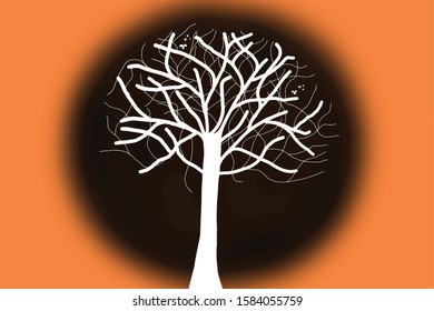 White tree images and orange backgrounds