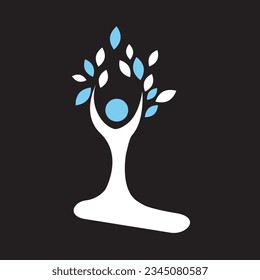 White Tree and Leafs Icon Vector Illustration.