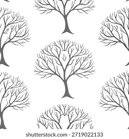 Weiße Baum des Lebens Fliesen Konzept als Nahtloses Muster der minimalistischen weißen Baum des Lebens umrissen. Die Kamera schwenkt die Bäume langsam hoch und zeigt komplizierte Äste. Symbolisiert psychisches Wachstum für Janeiro Branco. in Foto Stock Concept , Kopienraum für Werbung oder Banner mit Foto Realistic als hochwertiges Detail —ar 7:2
