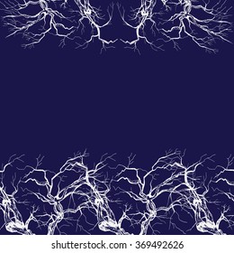 White tree on the blue background