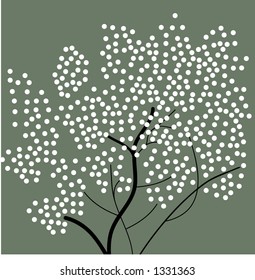 white tree on green vector