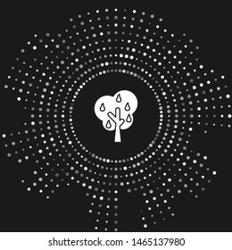 White Tree with pears icon isolated on grey background. Agricultural plant. Organic farm product. Gardening theme. Abstract circle random dots. Vector Illustration