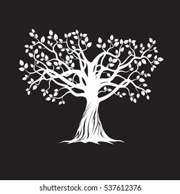 White Tree and Roots. Vector Illustration.
