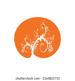 logotipo vectorial de árbol blanco con color naranja