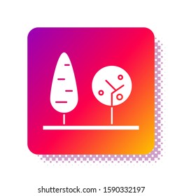 White Trees icon isolated on white background. Forest symbol. Square color button. Vector Illustration