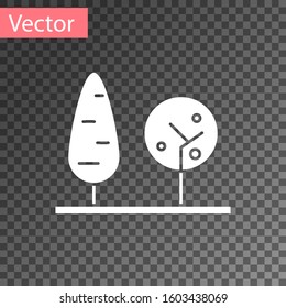 White Trees icon isolated on transparent background. Forest symbol.  Vector Illustration