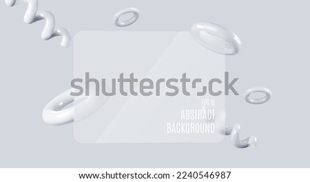 White trend abstract background of 3d geometric shapes with glassmorphism square place for text in the center. realistic render vector illustration glassy background modern glass morphism style. 