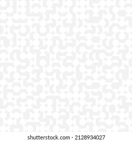 White trendy background of circles and squares in modern style, flat vector seamless illustration. Cover of gray geometric shapes in retro texture for web design or postcard.