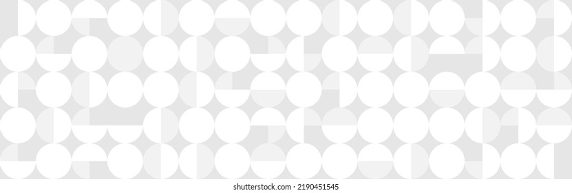 White trendy background of circles and squares in modern style, flat vector illustration. Cover of gray geometric shapes in retro texture for web design or postcard.