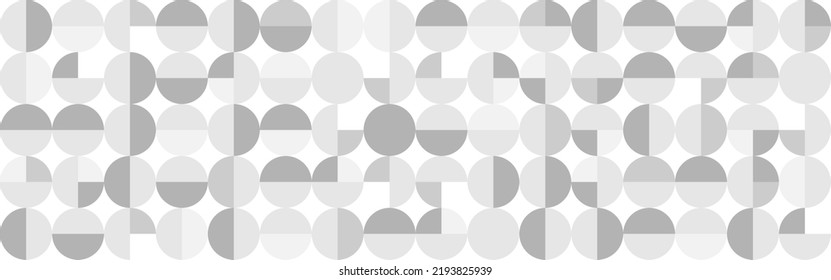 White trendy background of circles and squares in modern style, flat vector illustration. Cover of gray geometric shapes in retro texture for web design or postcard.