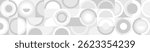 White trendy seamless background of circles and squares in modern Scandinavian style. Cover of gray geometric shapes in retro texture for wallpaper or packaging.