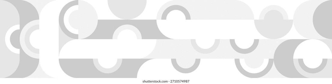 Fondo sin fisuras de moda blanco de círculos y cuadrados en estilo escandinavo moderno. Cubierta de Formas geométricas grises en textura retro para Fondo de pantalla o embalaje.