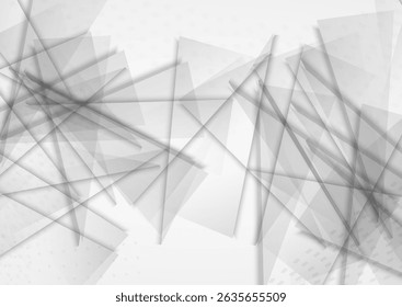 White Triangle Dynamic Vector Gray Background. Modern Banner. Light Minimalist Geometric Design. Creative Decoration.
