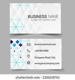 white triangle geometric creative business card and name card, horizontal simple clean template vector design, layout in rectangle size. Flat Design Vector Illustration. Stationery Design.