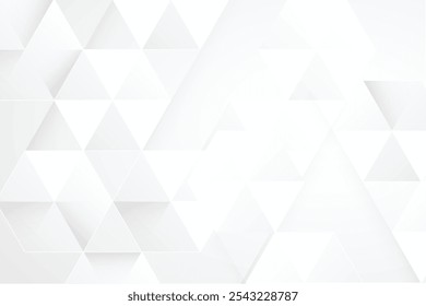 White triangle geometric pattern background, Geometric background made of triangles, Abstract geometric background. Vector 3d illustration. Triangle or pyramid white shapes.