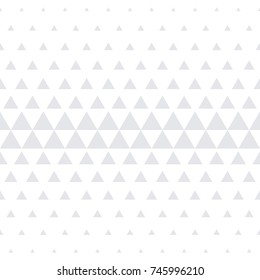 White triangle geometric pattern. Vector seamless abstract background of white halftone mosaic minimal gradient with simple trendy graphic texture for interior decor panel or tile background.