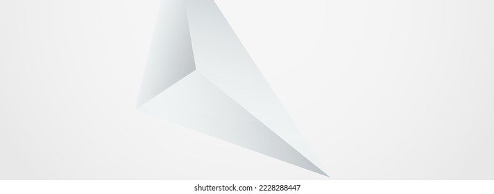 White Triangle Graphic Vector Panoramic Gray Background. Shapes Technology Brochure. Transparent Business Template. Minimal Elements Pattern.
