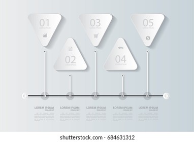 White triangle Infographics vector design and business icon.Vector timeline infographic template.