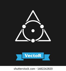 White Triangle math icon isolated on black background.  Vector Illustration