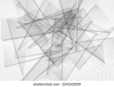 Fondo gris vectorial mínimo del triángulo blanco. Cartel creativo. Certificado Geométrico ligero de moda. Presentación gráfica.