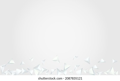 White Triangle Minimalist Vector  Gray Background. Elements Minimal Template. Transparent Technology Cover. Dynamic Shapes Decoration.
