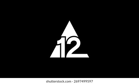 White Triangle with Numbers 1 and 2 Logo on Black Background