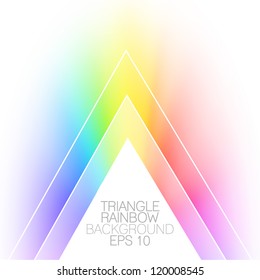 White triangle on rainbow background - vector illustration for your business printed media.