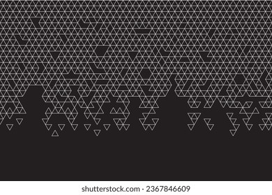 contorno de triángulo blanco, fondo de estilo de píxel 2D. Diseño de píxeles negros. fondo blanco