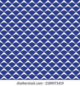 White triangle pattern on blue background. Colorful modern backdrop design. Up arrow pattern on blue background.
