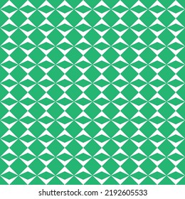 White Triangle Pattern On Green Background. Colorful Modern Backdrop Design. Up And Down Arrow Pattern On Green Background.