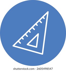 White triangle ruler icon on blue background