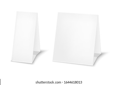 White triangle table tent. Plastic or paper template