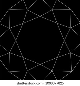White triangles on black background. Geometric shapes. Polygonal texture. Square