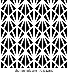 White triangles on black background. Image with repeated triangular shapes. Seamless surface pattern design. Modern ethnic motif. Embroidery ornament wallpaper. Digital paper for textile print. Vector