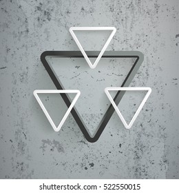 White triangles on the concrete background. Eps 10 vector file.