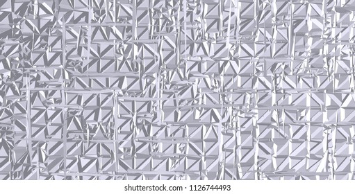 White triangles and squares alternate randomly on the surface. Vector background. Abstract mosaic.
