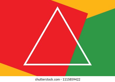 white triangular frame stroke line on red green soft paper pastel background, minimal flat lay style for fashionable cosmetics pastel color top view background, geometric style overlays (vector)