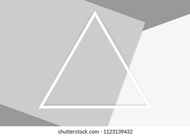 white triangular frame stroke line on grey soft paper pastel background, minimal flat lay style for fashionable cosmetics pastel color top view background, wallpaper geometric style overlays (vector)