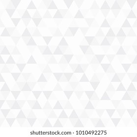 White Triangular Mosaic Abstract Seamless Pattern. Vector Low Poly Style Illustration.