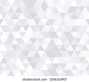 White Triangular Mosaic Abstract Seamless Pattern. Vector low poly style illustration.