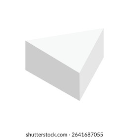 White triangular prism isometric shape. Geometric 3D symbol. Vector isolated on white . Vector Illustration . EPS 10 .