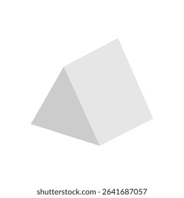White triangular prism isometric shape. Geometric 3D symbol. Vector isolated on white . Vector Illustration . EPS 10 .