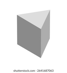 White triangular prism isometric shape. Geometric 3D symbol. Vector isolated on white . Vector Illustration . EPS 10 .