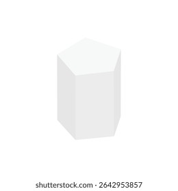 White triangular prism isometric shape. Geometric 3D symbol. Vector isolated on white . Vector Illustration . 