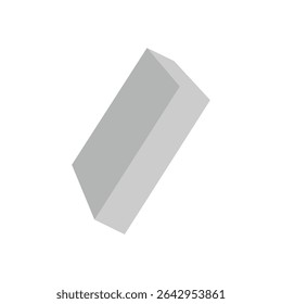 White triangular prism isometric shape. Geometric 3D symbol. Vector isolated on white . Vector Illustration . 