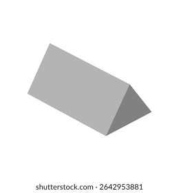 White triangular prism isometric shape. Geometric 3D symbol. Vector isolated on white . Vector Illustration . 